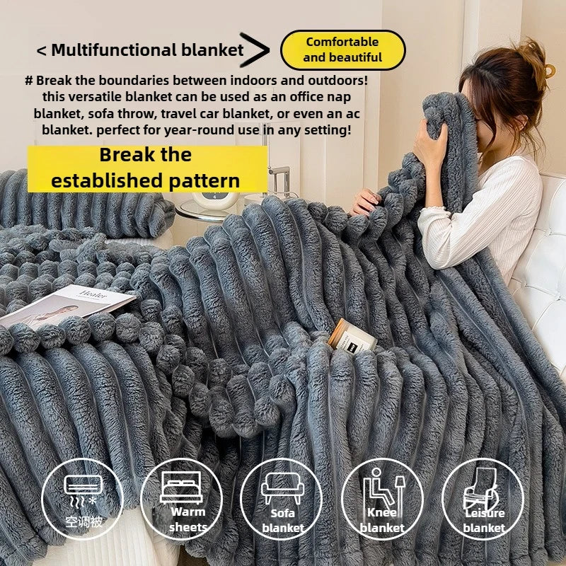 Artificial Rabbit Plush Throw Blanket