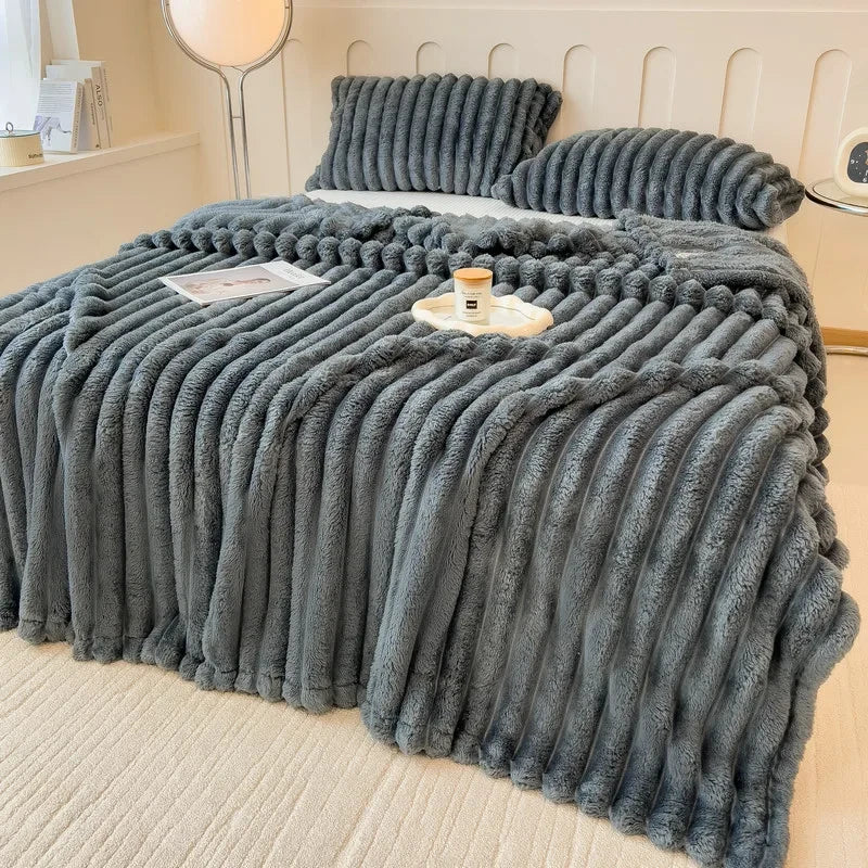Artificial Rabbit Plush Throw Blanket