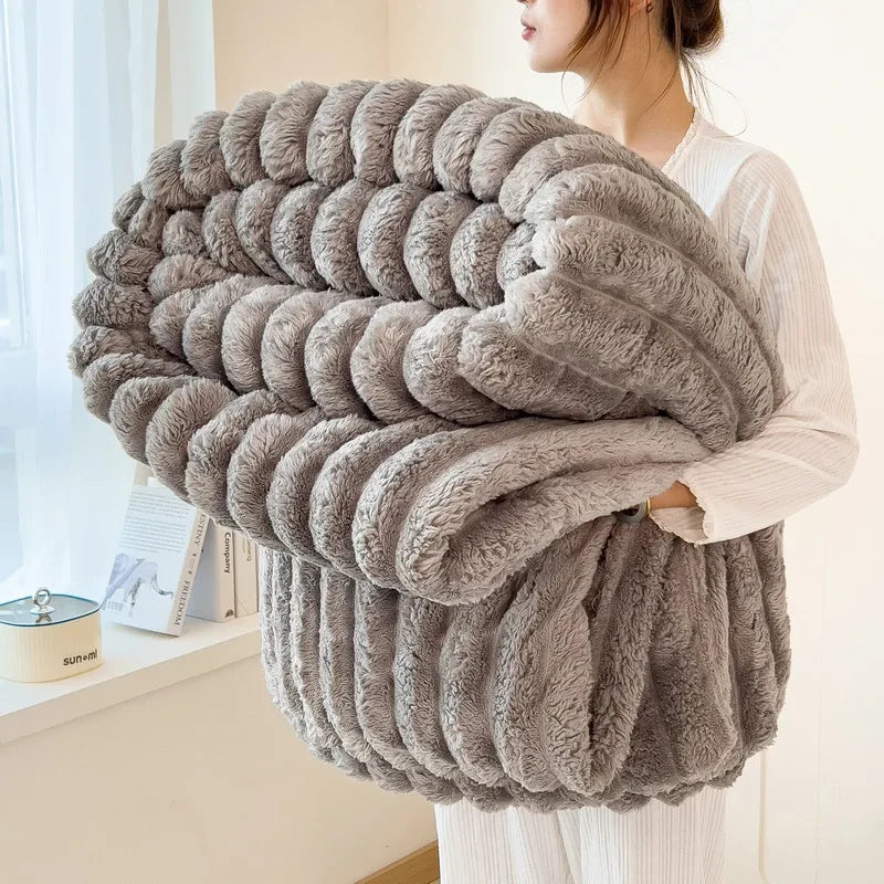 Artificial Rabbit Plush Throw Blanket