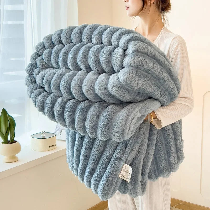 Artificial Rabbit Plush Throw Blanket