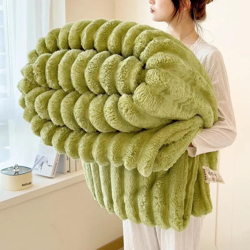 Artificial Rabbit Plush Throw Blanket