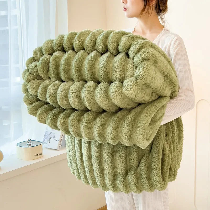 Artificial Rabbit Plush Throw Blanket