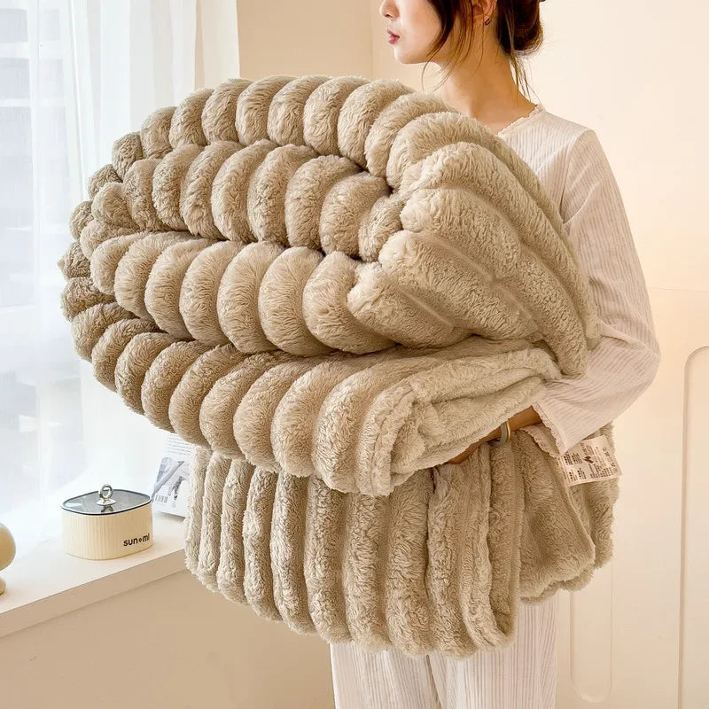 Artificial Rabbit Plush Throw Blanket