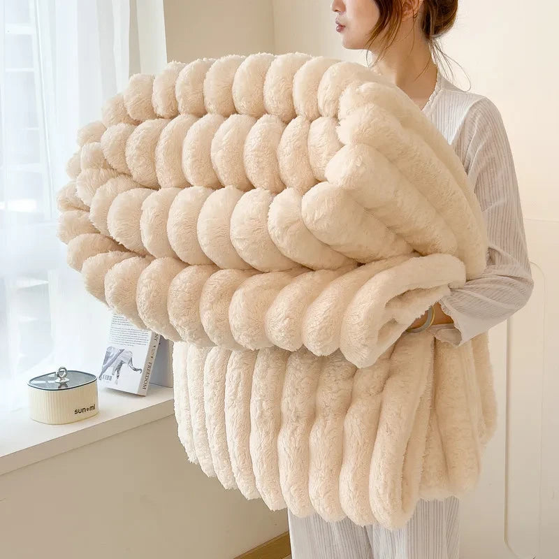Artificial Rabbit Plush Throw Blanket