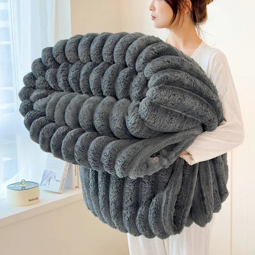 Artificial Rabbit Plush Throw Blanket
