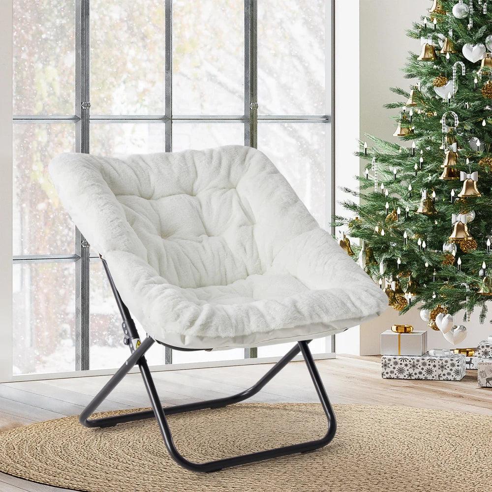 Faux Fur Folding Saucer Chair