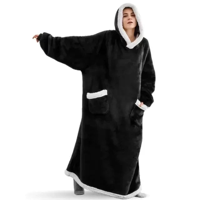 Super Long Flannel Blanket Hoodie