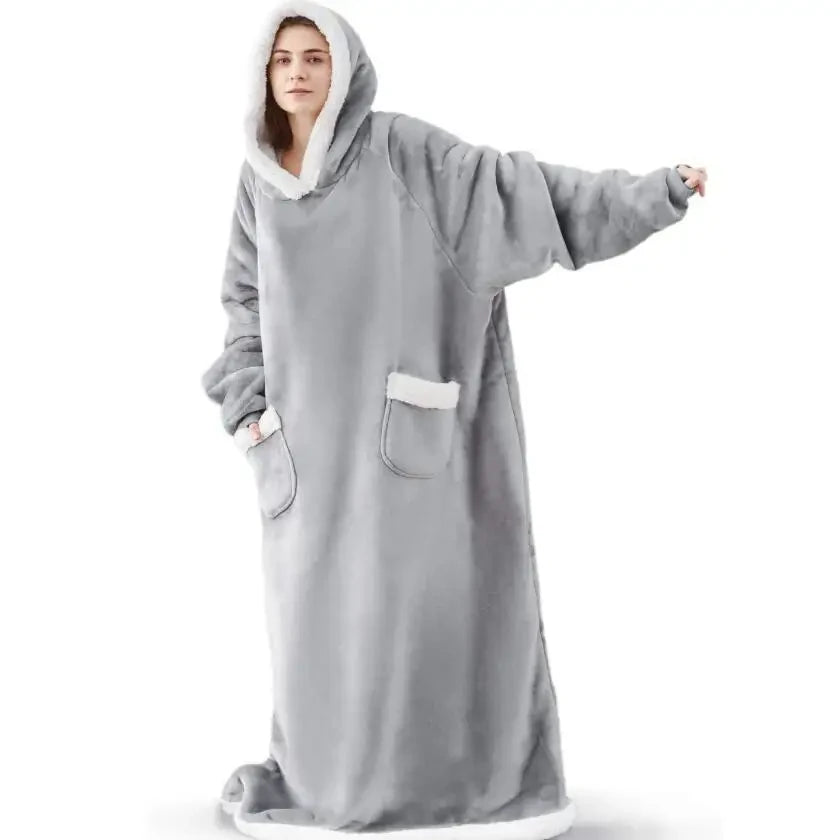 Super Long Flannel Blanket Hoodie