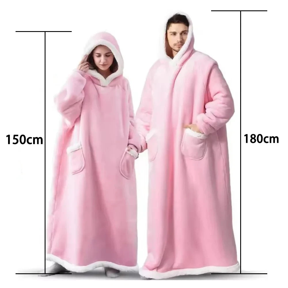 Super Long Flannel Blanket Hoodie