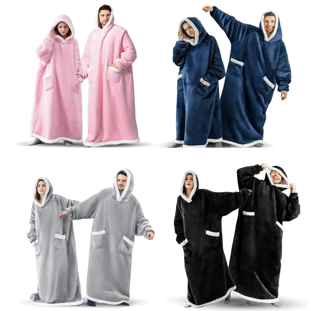 Super Long Flannel Blanket Hoodie