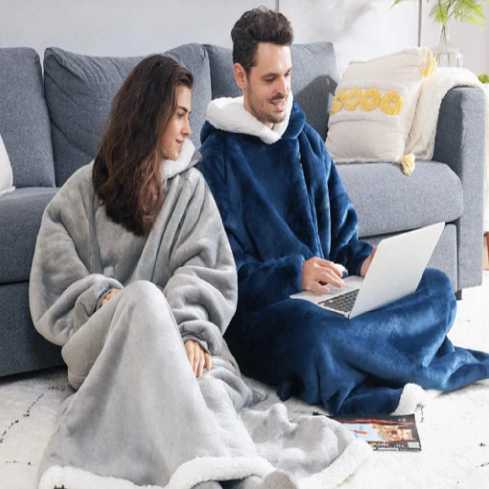 Super Long Flannel Blanket Hoodie