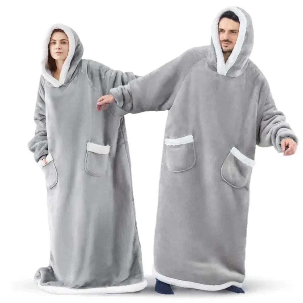 Super Long Flannel Blanket Hoodie
