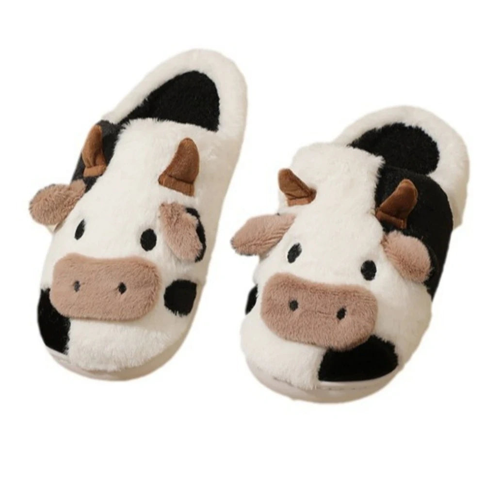 Plush Cartoon Cow Slippers